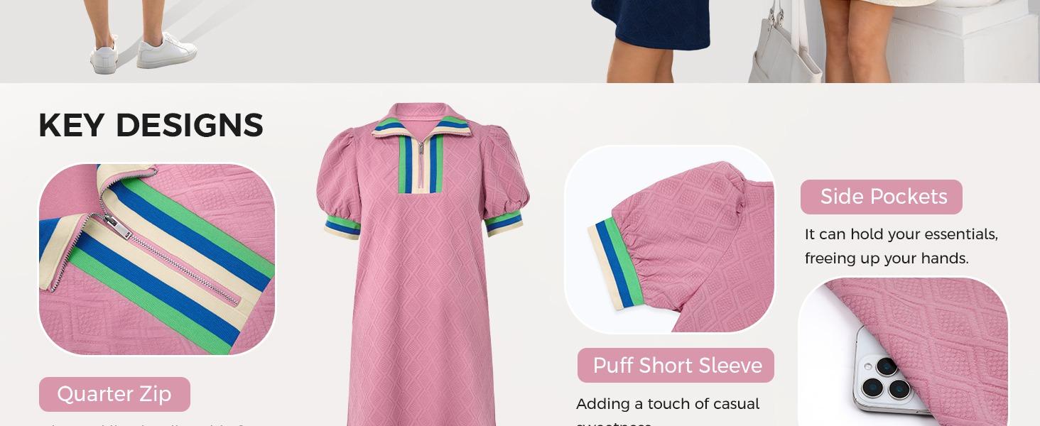 Fisoew Womens Summer Puff Short Sleeve Mini Dress Quarter Zip V Neck Casual Textured Loose Fit Active Sweatshirt Dresses Womenswear Sky Fisoew Womens Summer Puff Short Sleeve Mini Dress Quarter Zip V Neck Casual Textured Loose Fit Active Sweatshirt Dresses Womenswear Sky