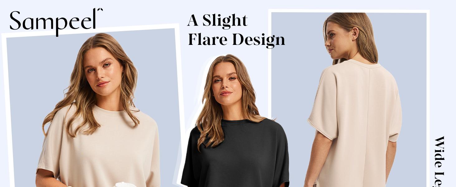 OFEEFAN Two Piece Sets for Women Summer Outfits Oversized Wide Leg Crop Pants Lounge Sets Airport Beach Vacation Clothes |(Size Up 1-2 for Oversized Look) Casual Shortsleeve