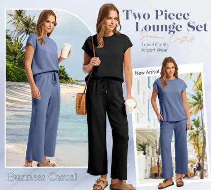 💕 Hot Sale 50% OFF🔥2025 New Women's  Cap Sleeve Top & Wide-Leg Pants 2-Piece Set
