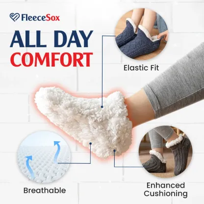 FleeceSox - Fleece-Lined Non-Slip Thermal Slippers Socks-walkjoyful