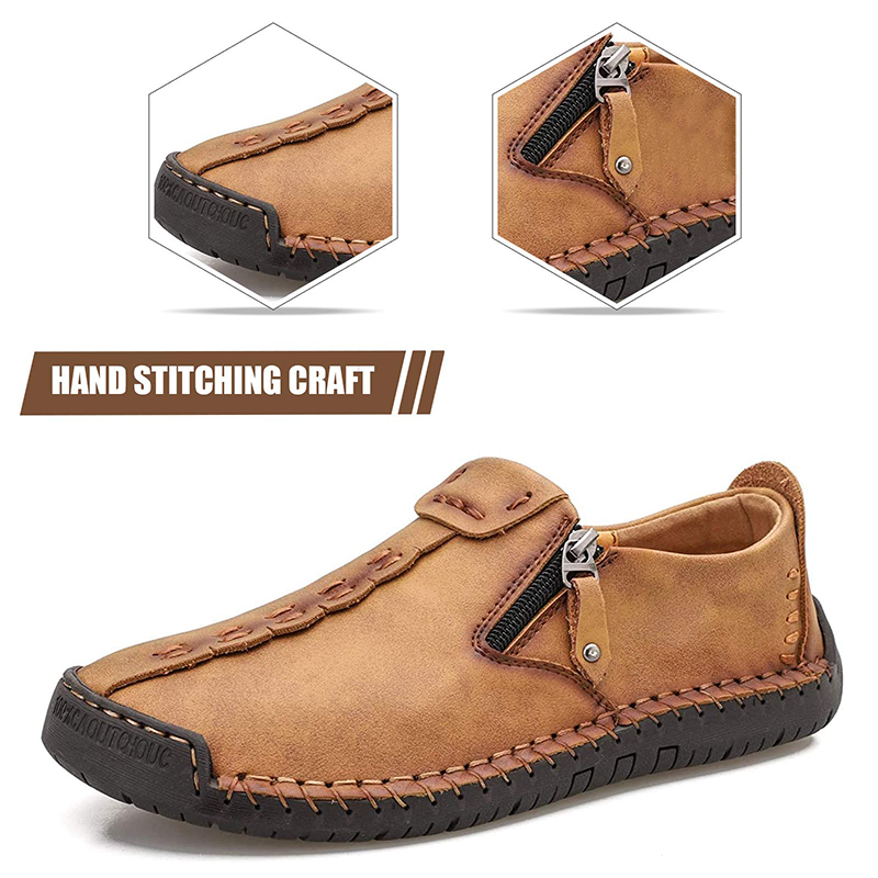 Men Handmade Daily Micro Flat Heel Casual Shoes