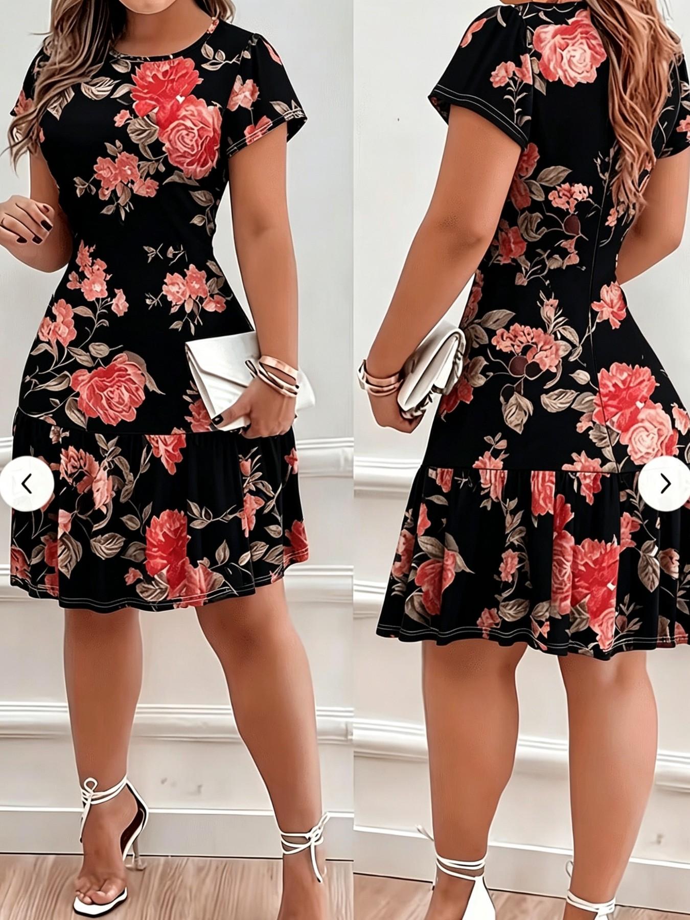 Summer Women's Casual Full Print High Elasticity Dress, Comfortable and Stylish, Perfect for Daily Wear, Trendy and Versatile Design Summer Women's Casual Full Print High Elasticity Dress, Comfortable and Stylish, Perfect for Daily Wear, Trendy and Versatile Design