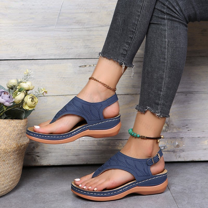 Summer Oxford Women Sandals Flats Slippers Pu Leather Flip Flops Belt Buckle Female Shoes 2022 New Rome Fashion Women Slides-walkjoyful