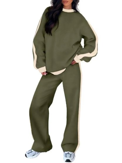 Women's Fleece Loose Fit Cozy Sweatshirt & Straight Leg Sweatpants Matching Sets