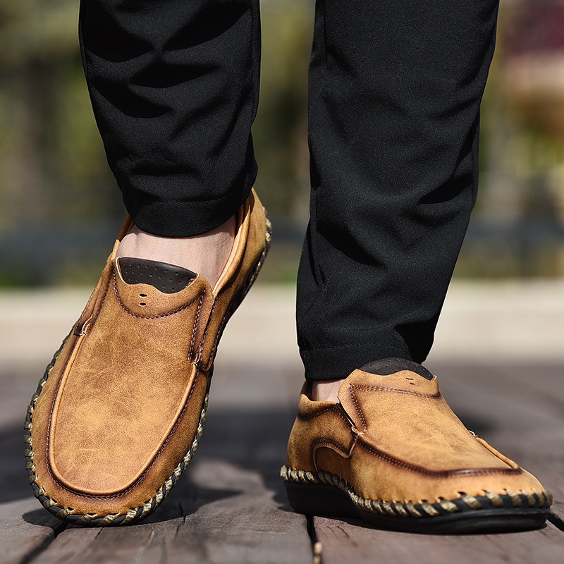 🔥Hot Sale🎁--60% OFF 🎉Mens Handmade Side Zipper Casual Comfy Leather Slip On Loafer-burnzay