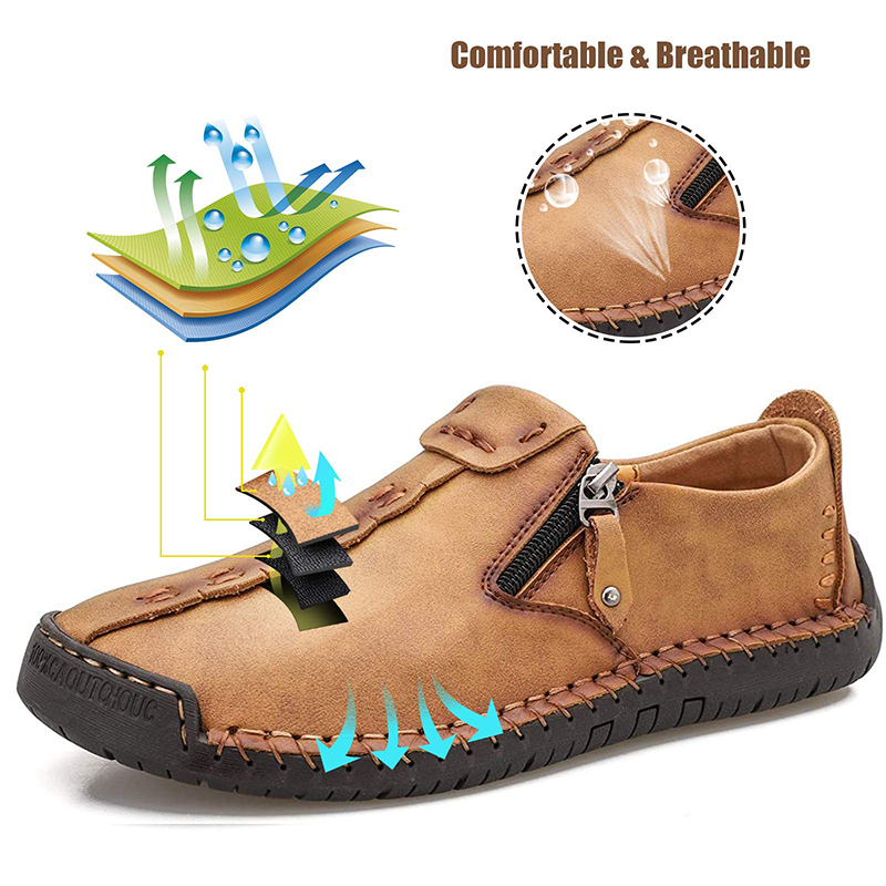 Men Handmade Daily Micro Flat Heel Casual Shoes