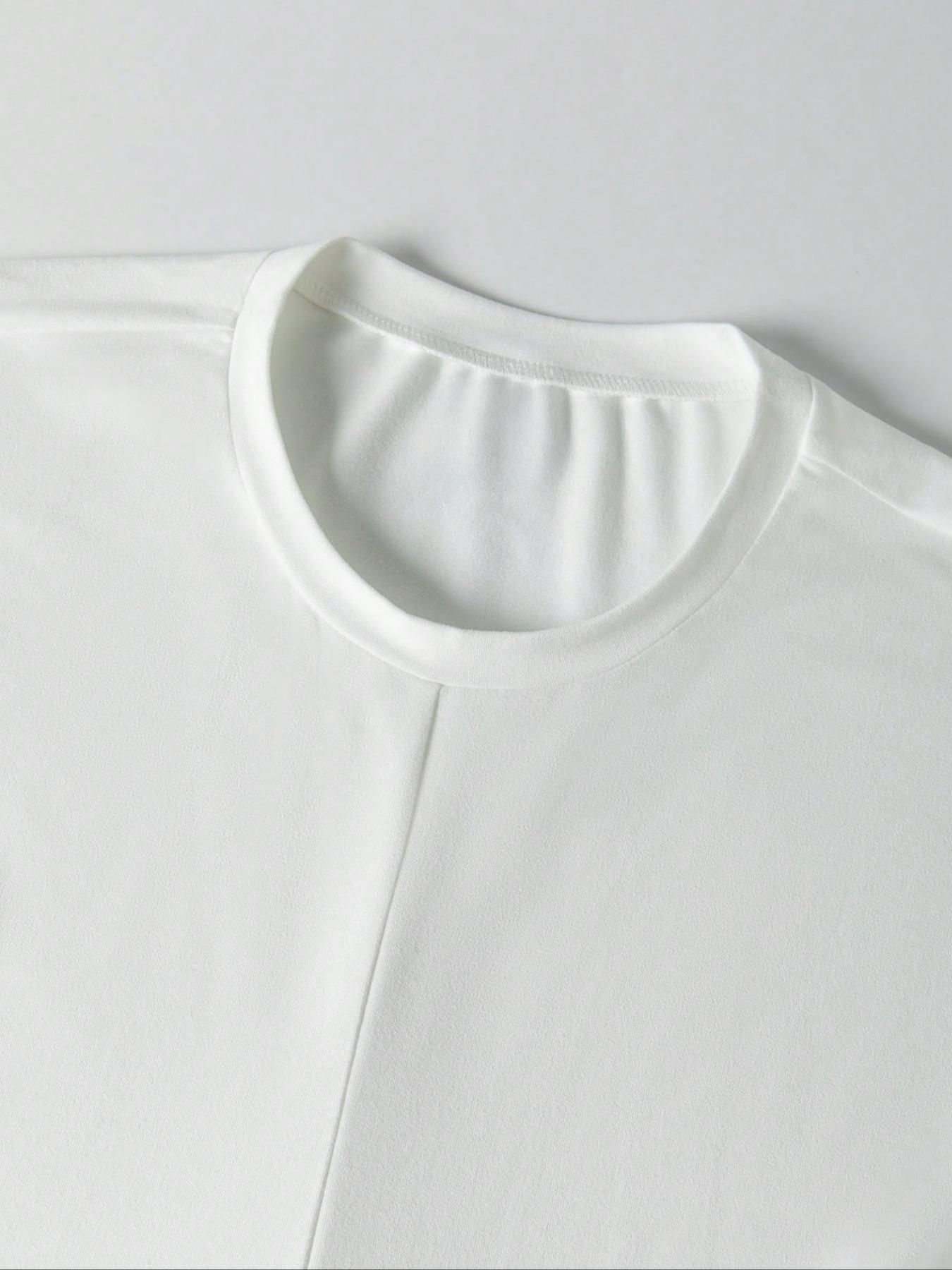 Women's Knitted Round Neck Drop Shoulder Sleeve T-Shirt Fit, Fashion Casual Chic Asymmetrical Criss Cross Back Tie Top, Spring & Fall Wear