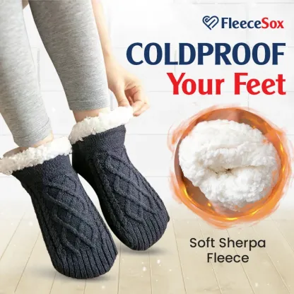 FleeceSox - Fleece-Lined Non-Slip Thermal Slippers Socks-walkjoyful