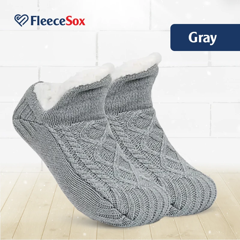 FleeceSox - Fleece-Lined Non-Slip Thermal Slippers Socks-walkjoyful