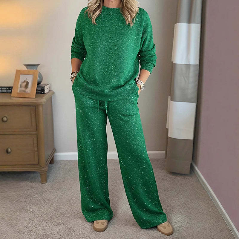 ⏰Last Day Sale - 49% OFF✨Women's Glitter Pullover Sweater & Pants 2-Piece Set