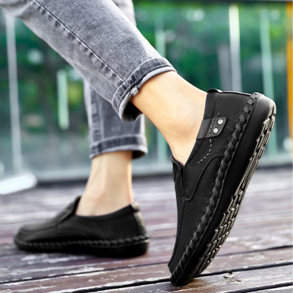 MEN'S LEATHER HAND-STITCHED CASUAL SHOES-walkjoyful