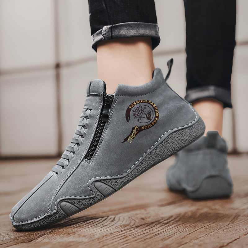 MEN'S CASUAL HANDMADE LEATHER COMFORTABLE SOFT SOLE ANKLE BOOTS