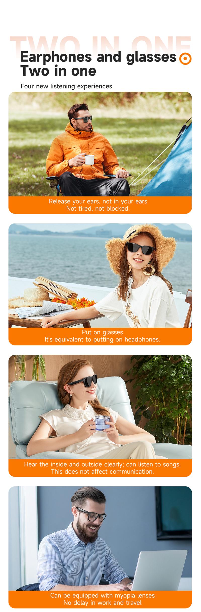 Smart Bluetooth Audio Sunglasses &ndash; Unisex Sports Eyewear with Built-in Mic & Speakers, UV Protection, Perfect for Summer & Outdoor Activities