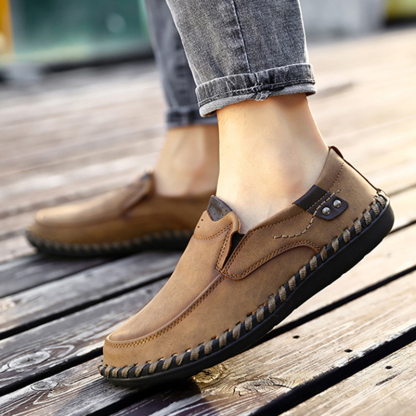 MEN'S LEATHER HAND-STITCHED CASUAL SHOES-walkjoyful