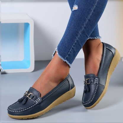 Vanccy-Women Flats Ballet Leather Shoes-walkjoyful