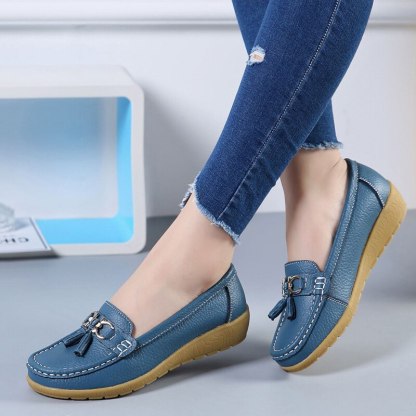 Vanccy-Women Flats Ballet Leather Shoes-walkjoyful