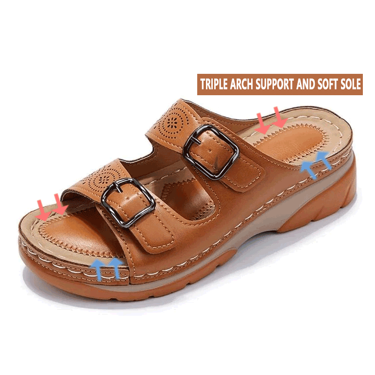 Breathable Orthopedic Adjustable Ladies Leather Sandals