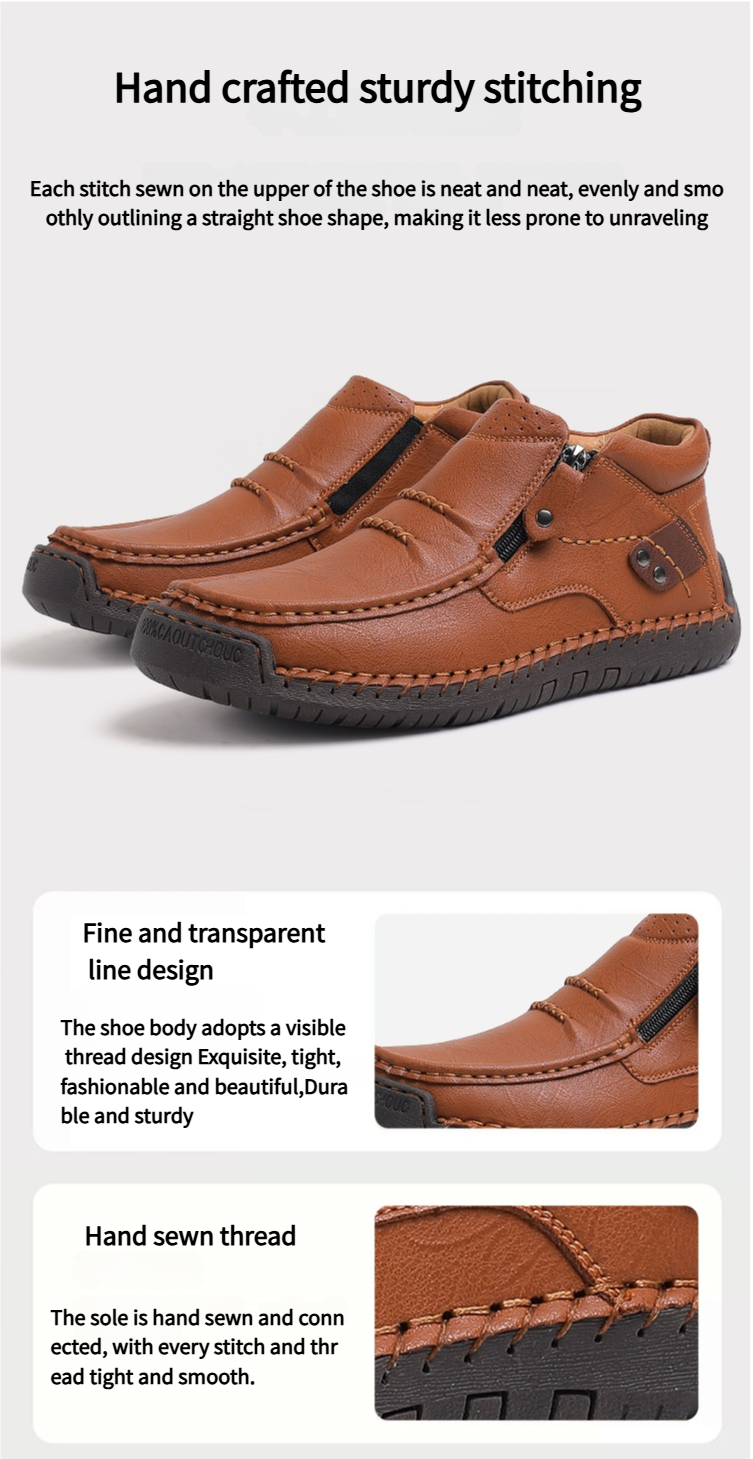 ⏰Limited Time Sale 50% OFF - Men&rsquo;s Handmade Premium Leather Slip-On Driving Boots &ndash; Wide Toe, Arch Support