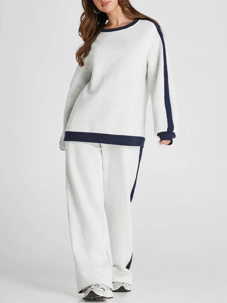 Women's Fleece Loose Fit Cozy Sweatshirt & Straight Leg Sweatpants Matching Sets