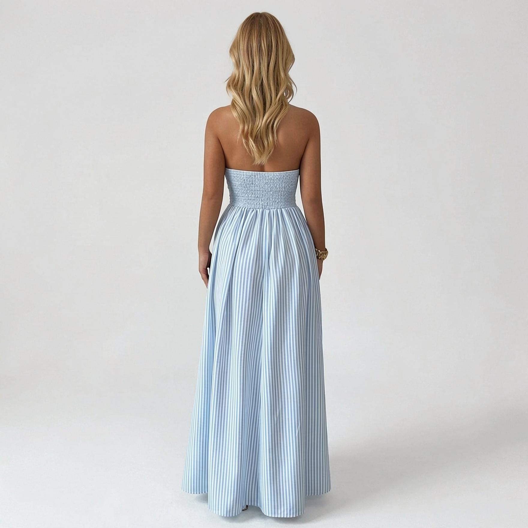 Katch Me Chic Women's Elegant Pinstripe Deep V Neckline Adjustable Halter Maxi Dress, Summer Lightweight Dresses for Beach Holiday, Comfort Women's Clothing Vneck Katch Me Chic Women's Elegant Pinstripe Deep V Neckline Adjustable Halter Maxi Dress, Summer Lightweight Dresses for Beach Holiday, Comfort Women's Clothing Vneck