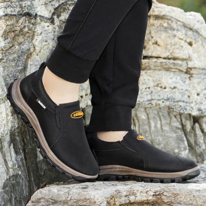 (⏰Limited Time 70% Discount off)Men's Outdoor Breathable Genuine Leather Shoes Non-slip Slip-On Shoes Arch Support Orthopedic Shoes-walkjoyful