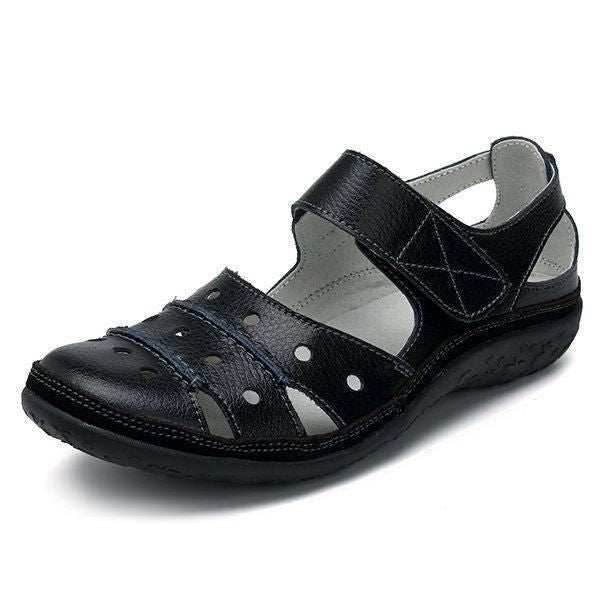 Black Vanccy - Women's Hollow Hook Flat Sandals