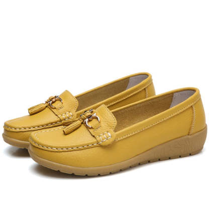 Vanccy-Women Flats Ballet Leather Shoes-walkjoyful