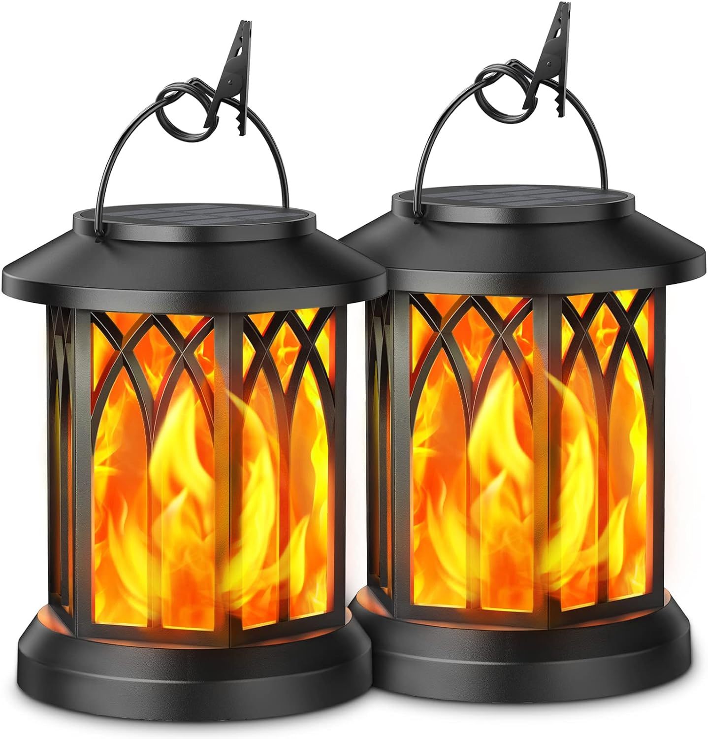 ✨🔥 Upgraded Flickering Flame Solar Lantern Outdoor Waterproof Light