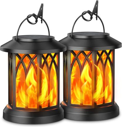 ✨🔥 Upgraded Flickering Flame Solar Lantern Outdoor Waterproof Light