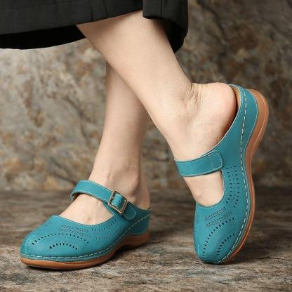 Vanccy Hollow Out Open Heel Casual Wedges Sandals-walkjoyful