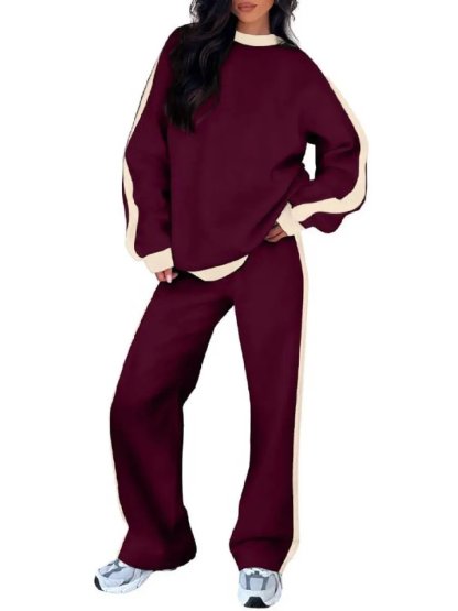 Women's Fleece Loose Fit Cozy Sweatshirt & Straight Leg Sweatpants Matching Sets