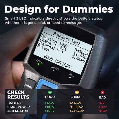 TOPDON  BT100 Car Battery Tester 12V Load Tester