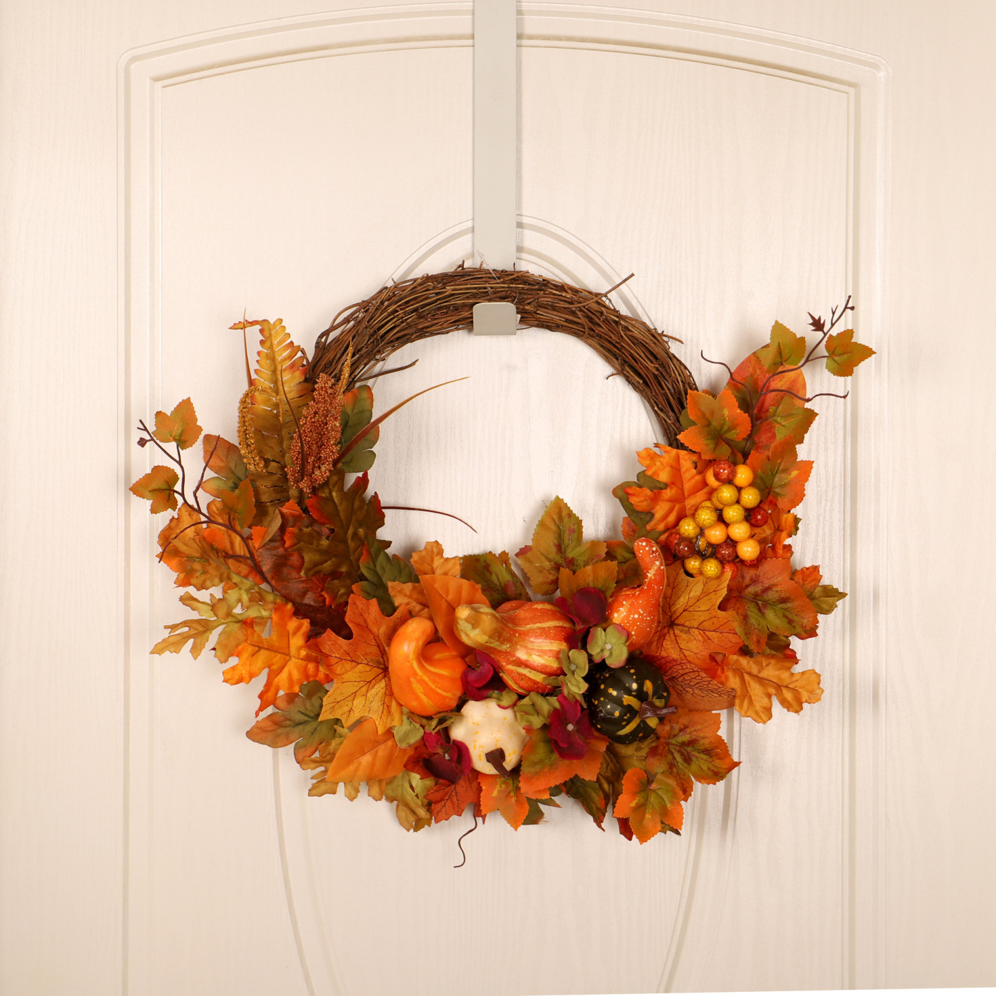 Fall Peony and Pumpkin Wreath - Year Round Wreath 9