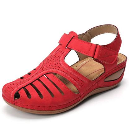 Vanccy - Soft PU Leather Closed Toe Vintage Anti-Slip Sandals-walkjoyful