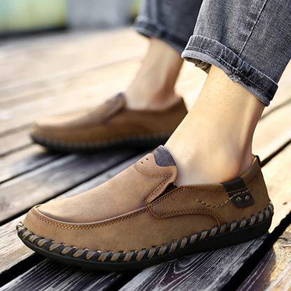 MEN'S LEATHER HAND-STITCHED CASUAL SHOES-walkjoyful