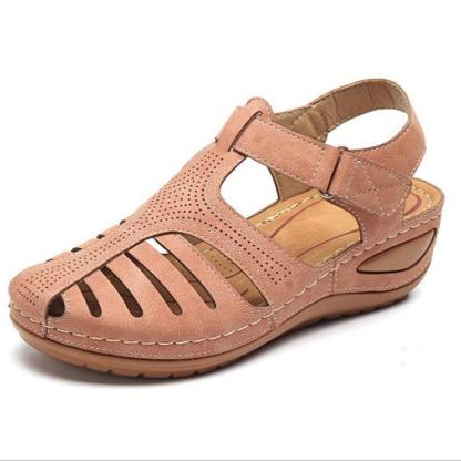 Vanccy - Soft PU Leather Closed Toe Vintage Anti-Slip Sandals-walkjoyful