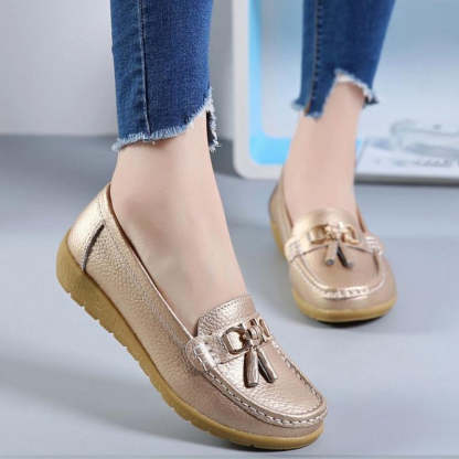 Vanccy-Women Flats Ballet Leather Shoes-walkjoyful