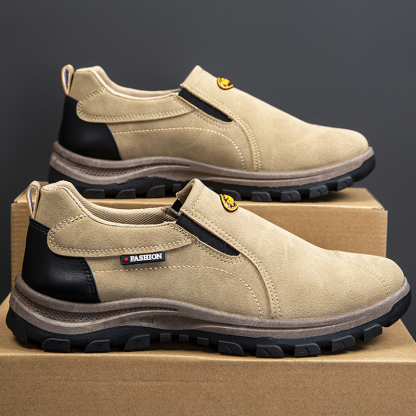 (⏰Limited Time 70% Discount off)Men's Outdoor Breathable Genuine Leather Shoes Non-slip Slip-On Shoes Arch Support Orthopedic Shoes-walkjoyful