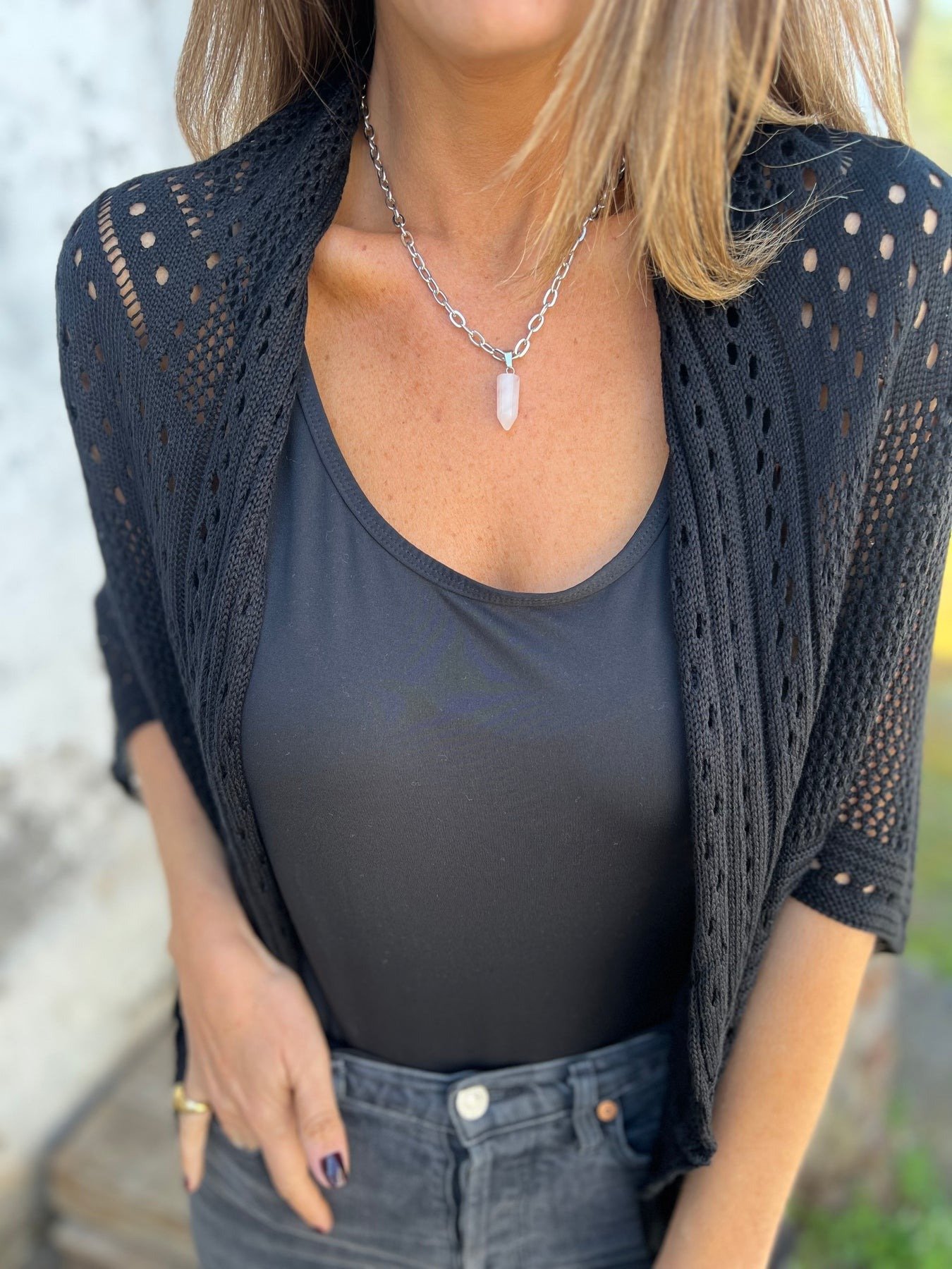 Hollow Half Sleeve Cardigan