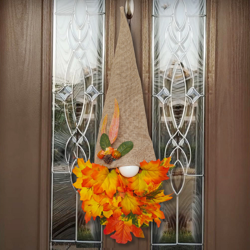 Fall Maple Gnome Front Door Hanger