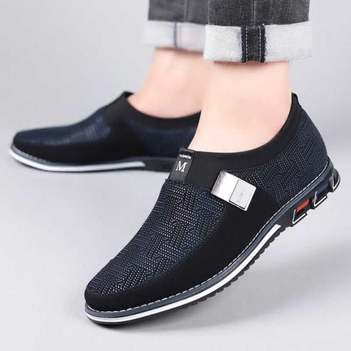 Men Business Casual Comfy Leather Slip On Shoes-Burnzay