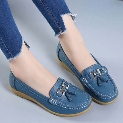 Vanccy-Women Flats Ballet Leather Shoes-walkjoyful