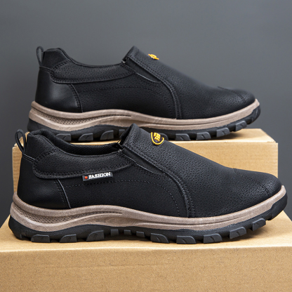 (⏰Limited Time 70% Discount off)Men's Outdoor Breathable Genuine Leather Shoes Non-slip Slip-On Shoes Arch Support Orthopedic Shoes-walkjoyful