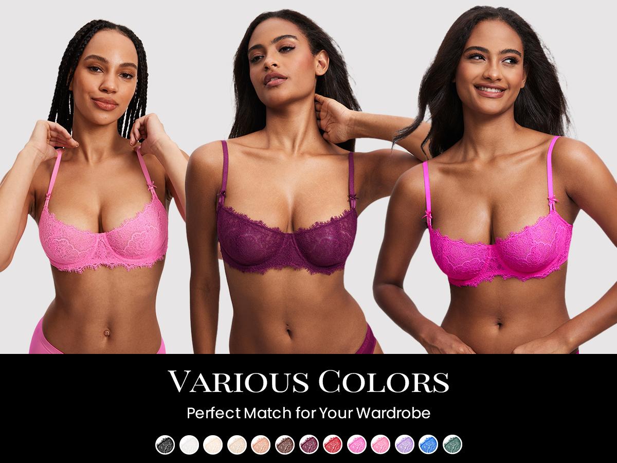 DOBREVA Women's Balconette Sexy Unlined Bra Lace Push Up Plus Size Bras See Through Underwire SpringStatements DOBREVA Women's Balconette Sexy Unlined Bra Lace Push Up Plus Size Bras See Through Underwire SpringStatements