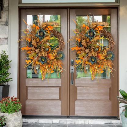 🍁EXTRA LARGE Fall Grapevine Wreath - Single or Double Door Design