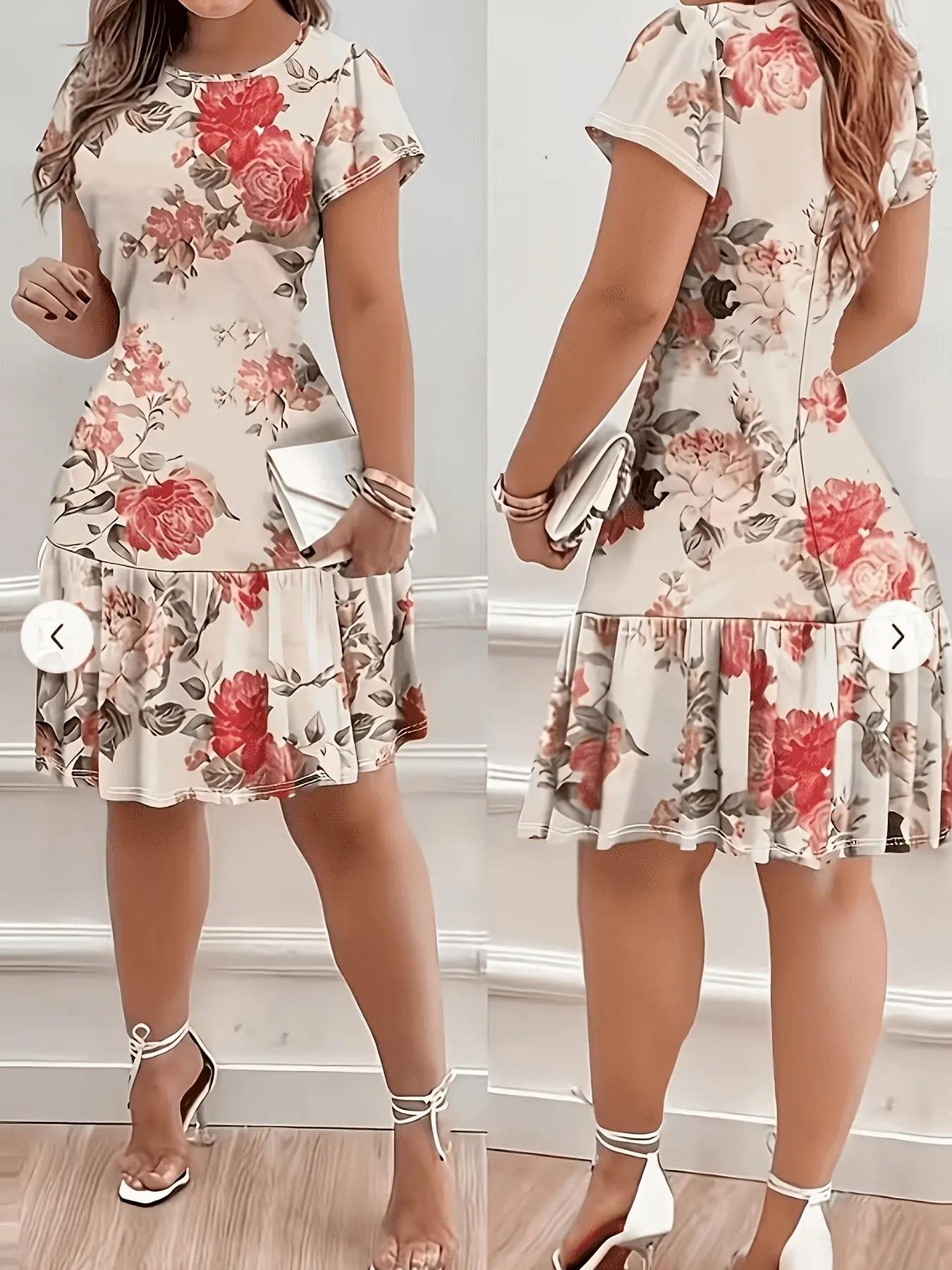 Summer Women's Casual Full Print High Elasticity Dress, Comfortable and Stylish, Perfect for Daily Wear, Trendy and Versatile Design Summer Women's Casual Full Print High Elasticity Dress, Comfortable and Stylish, Perfect for Daily Wear, Trendy and Versatile Design