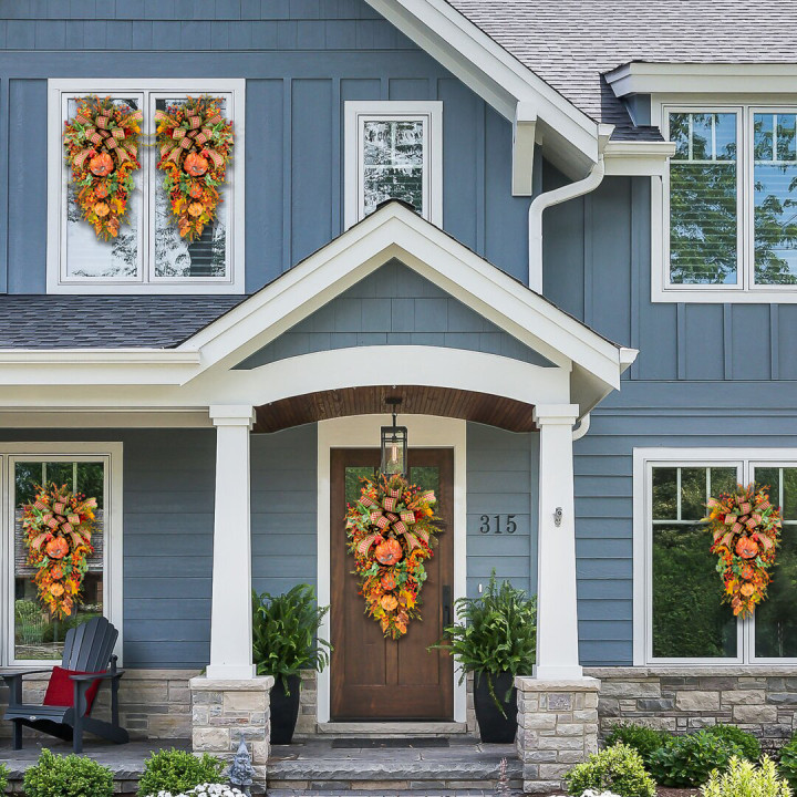 Large Fall Pumpkin Wreath-Year Round Wreath