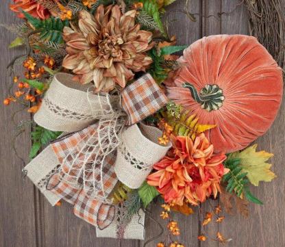 Fall Pumpkin Wreath-Rustic Grapevine Home Decor