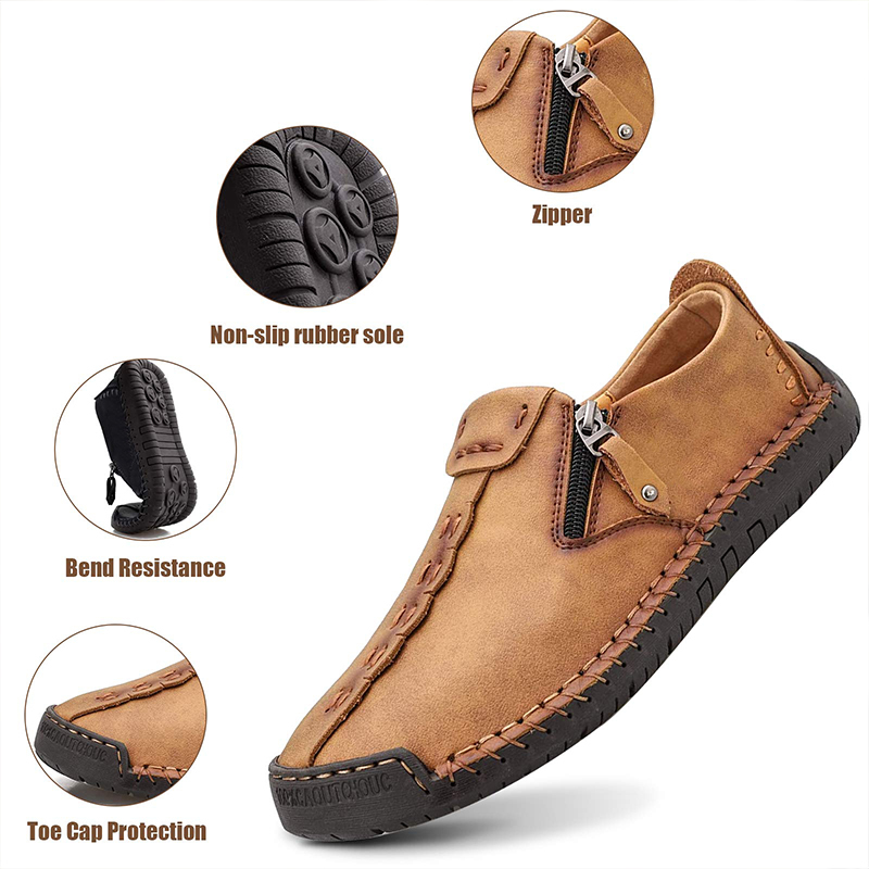 Men Handmade Daily Micro Flat Heel Casual Shoes