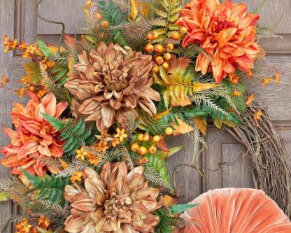 Fall Pumpkin Wreath-Rustic Grapevine Home Decor
